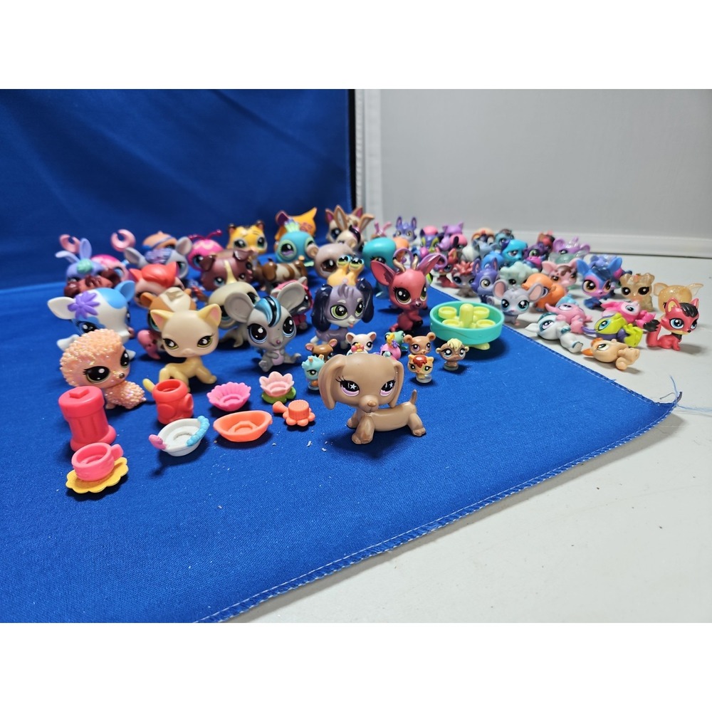 79 Littlest Pet Shop Mixed Lot LPS Dogs Cats Dachshund Bugs Birds Vintage Modern